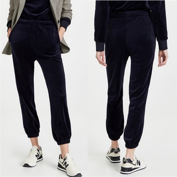 Nili Lotan Lyvia Luxe Velour Jogger Sweatpants Navy Women’s Size Small Casual - Picture 5 of 12